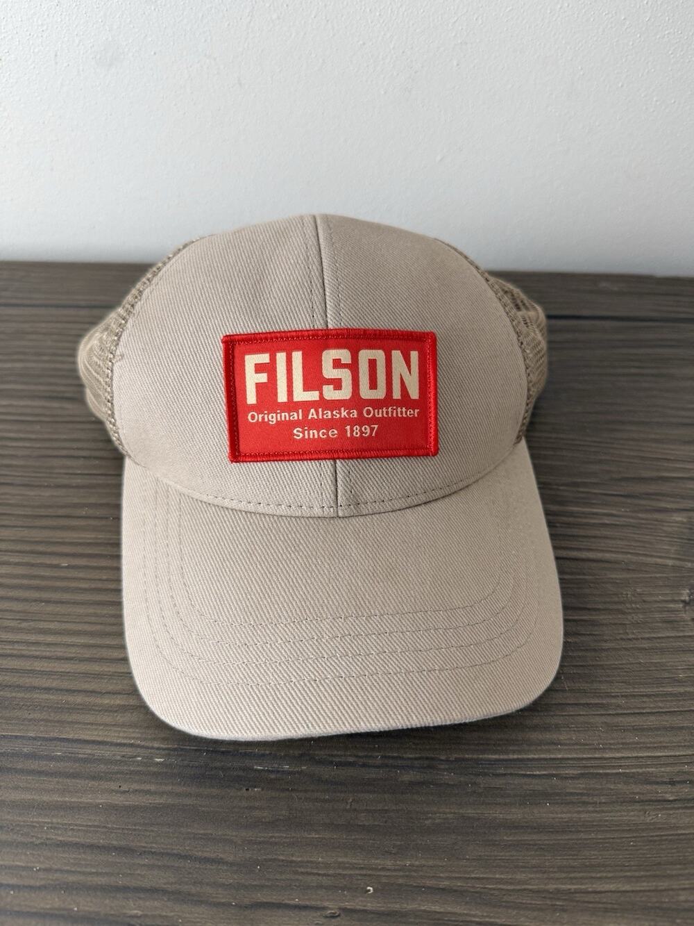 Filson Tan/Black Solid Trucker Hat Mesh Back Adjustable Patch, One Size